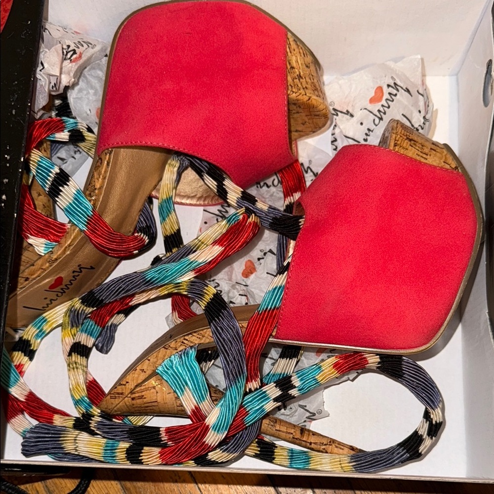 Luichiny colorful wrap up heels
